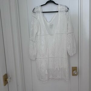 White Lace boho swim coverup dress